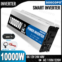 Portable 10000W Inverter 12V/24V/48V DC to 220V AC with Universal Outlet USB Port  Solar RV Home Backup Outdoor Use CE Certified