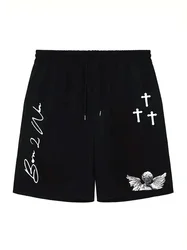 Men's Street Shorts Angel Graphic Drawstring Stretch Shorts Comfortable Chic Style Summer Clothing Men's Fashion Clothing