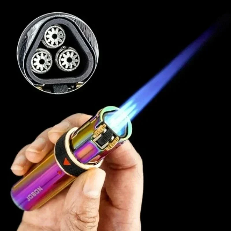 JOBON Lighter Three Direct-flush Metal Cigar Torch Creative Rotary Switch Men's Gift Lighters High-end Gift Men's Jewelry Tools