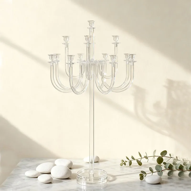 Acrylic Candelabra Candle Holders Clear Wedding Table Centerpieces Road Lead Party Decoration