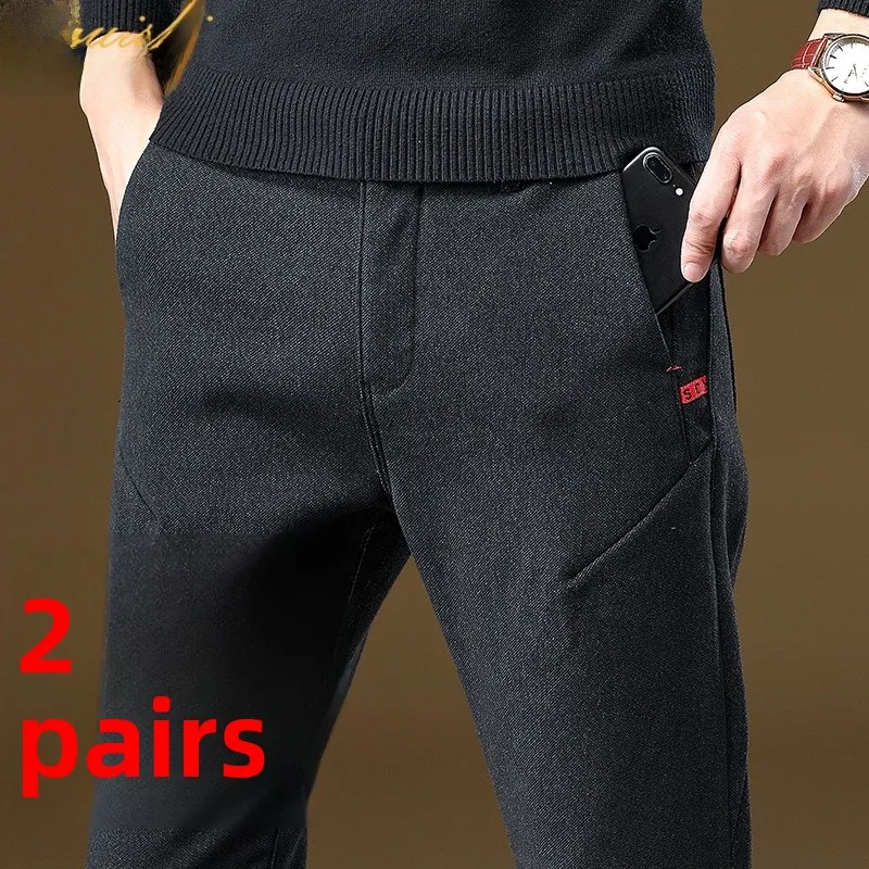 

Мужские повседневные брюки Slim Fit для весны и осени, модные, брендовые, для отдыха, с карманами, не требующие глажки, со средней посадкой, длинные