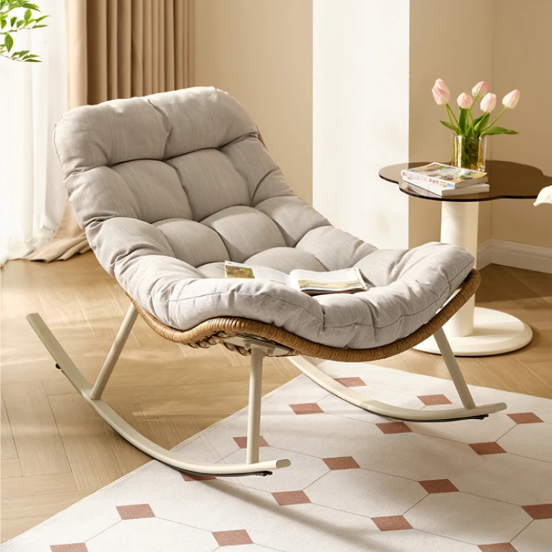 

Rattan reclining armchair living room balcony rocking chair single eggshell comfortable poltrona confortável furniture home