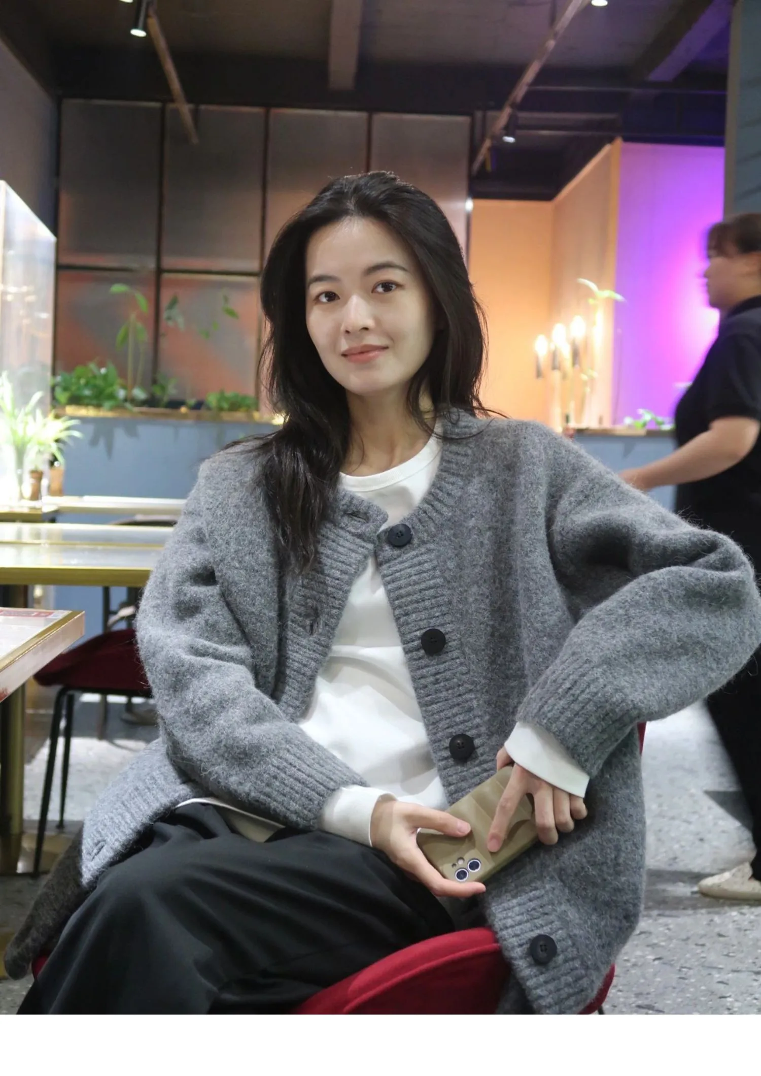 

Женский кардиган на пуговицах из 100% шерсти Merino, свободный толстый осенне-зимний повседневный модный вязаный кашемировый свитер