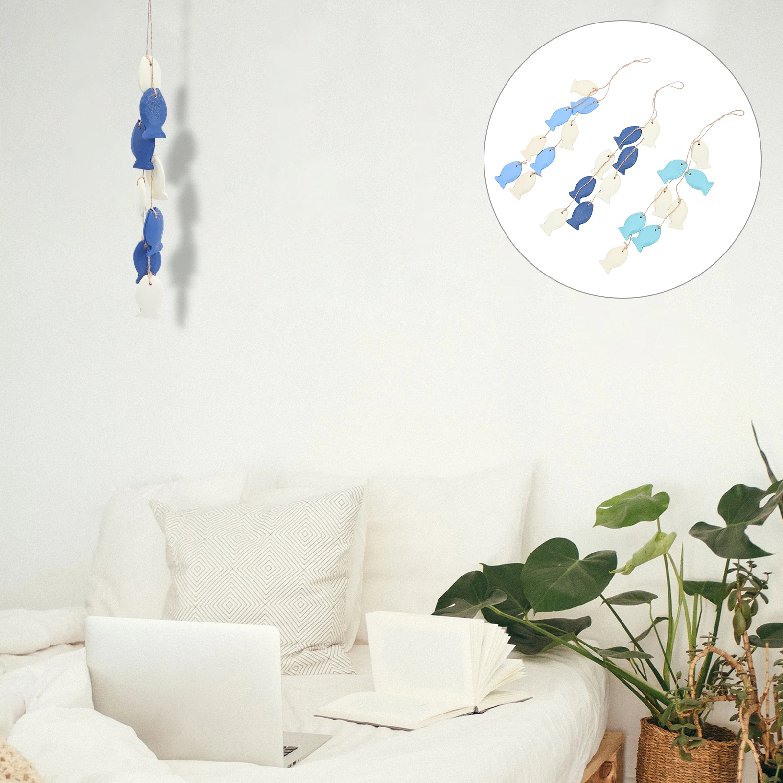 

3pcs Fish-Shaped Wooden Hanging Decor Wall Art Pendants Stylish Home Office Decoration Environmentally Friendly Wall Hanging