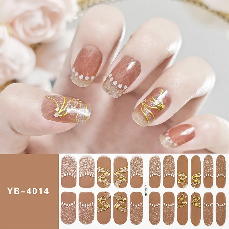 DIY Full Cover Nagel aufkleber Mode Nagel dekoration Glitter selbst klebende Maniküre Designer Nail Art Aufkleber langlebig