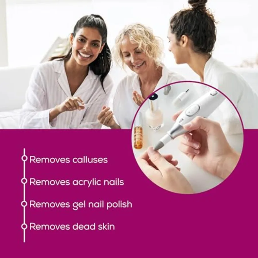 7in1 Electric Nail Drill Kit with Strong Sapphire Drill Bits LED LightPowered Nail File and Buffer for Professional Manicure an