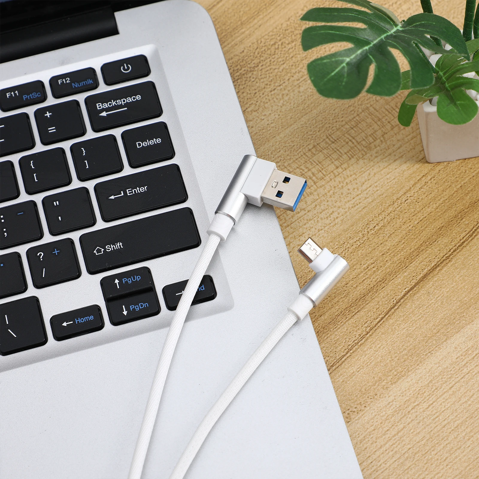 

Micro USB Braided Cable White Interface Charging Cables Coiled Cell Tablet Cords