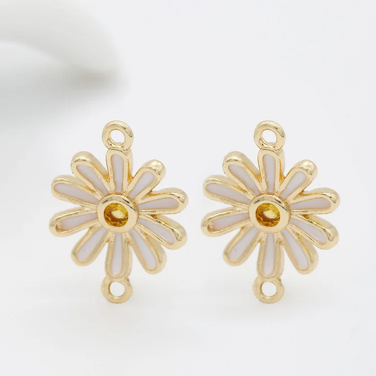 10MM 15MM 14k Gold Color Plated Brass with Zircon Flower Charms Pendant  For Jewelry Making DIY Jewelry Supplies