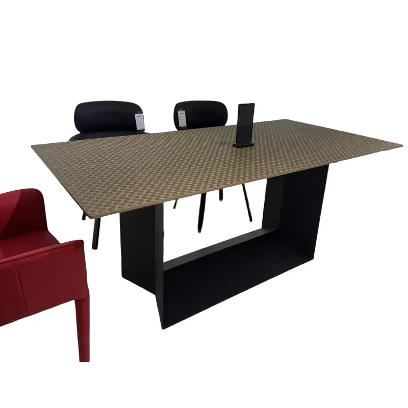 

Rock slab dining table light luxury designer high-end modern rectangular 1.8-meter dining table desk