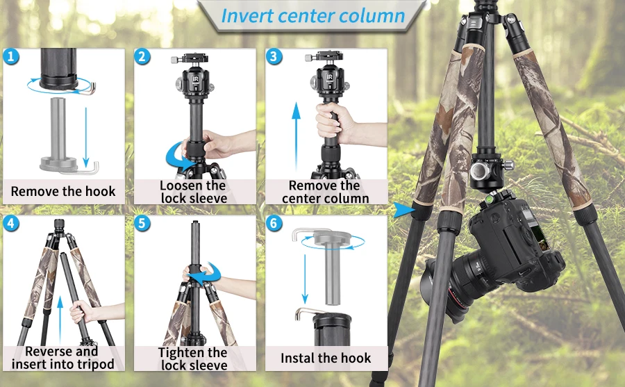INNOREL RT75CM/RT85CM Professional Carbon Fiber Tripod Monopod for DSLR Camera Heavy Duty Stand Panoramic Low Gravity Ball Head