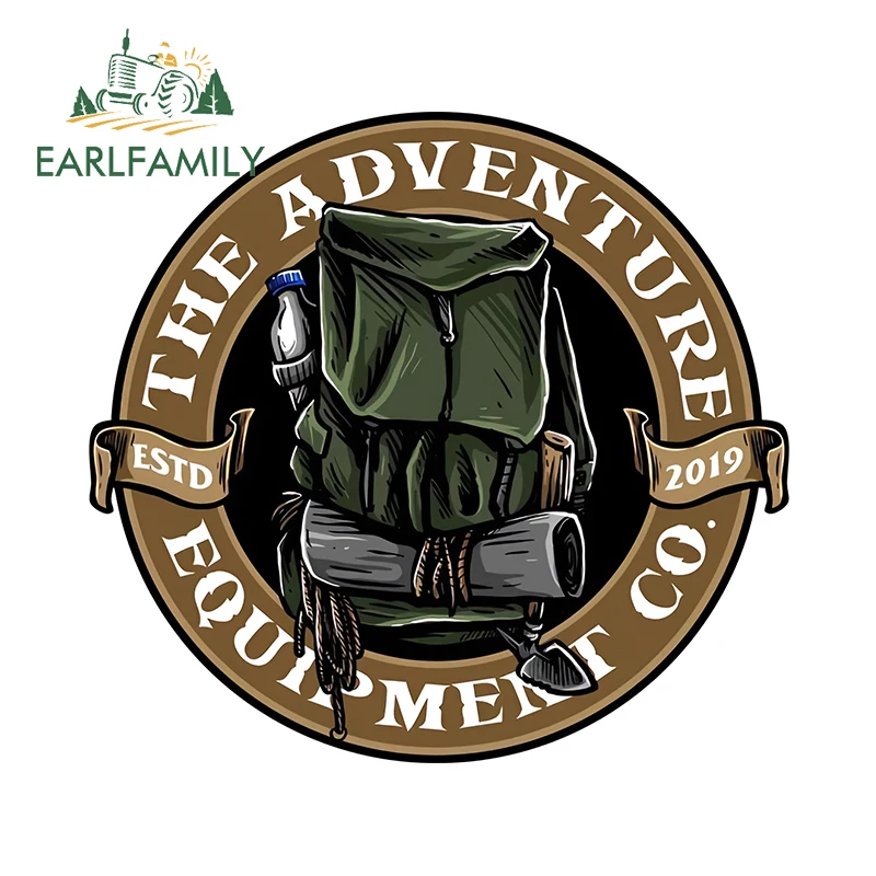EARLFAMILY Creative Adventure Backpack Car Stickers Cool Persoanlity Camper RV Decals Vinyl Rearview Mirror Bumper Decor