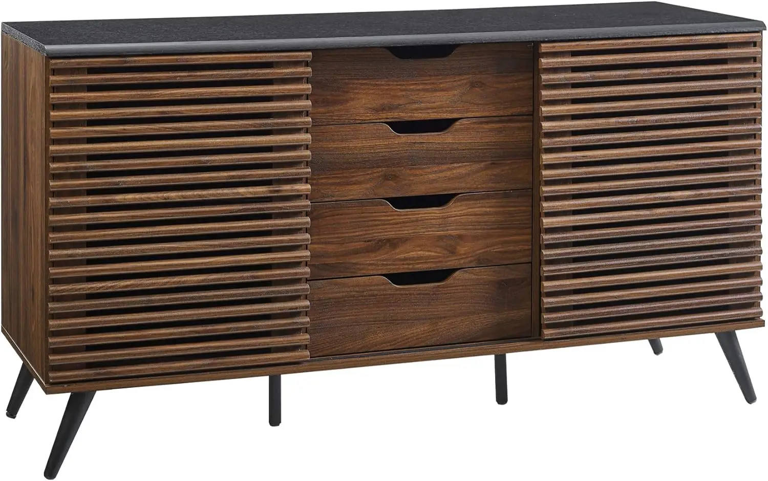 Armario de madera con 4 cajones, puerta corredera moderna, entrada de Buffet, puertas de almacenamiento, consola de comedor, 59 pulgadas