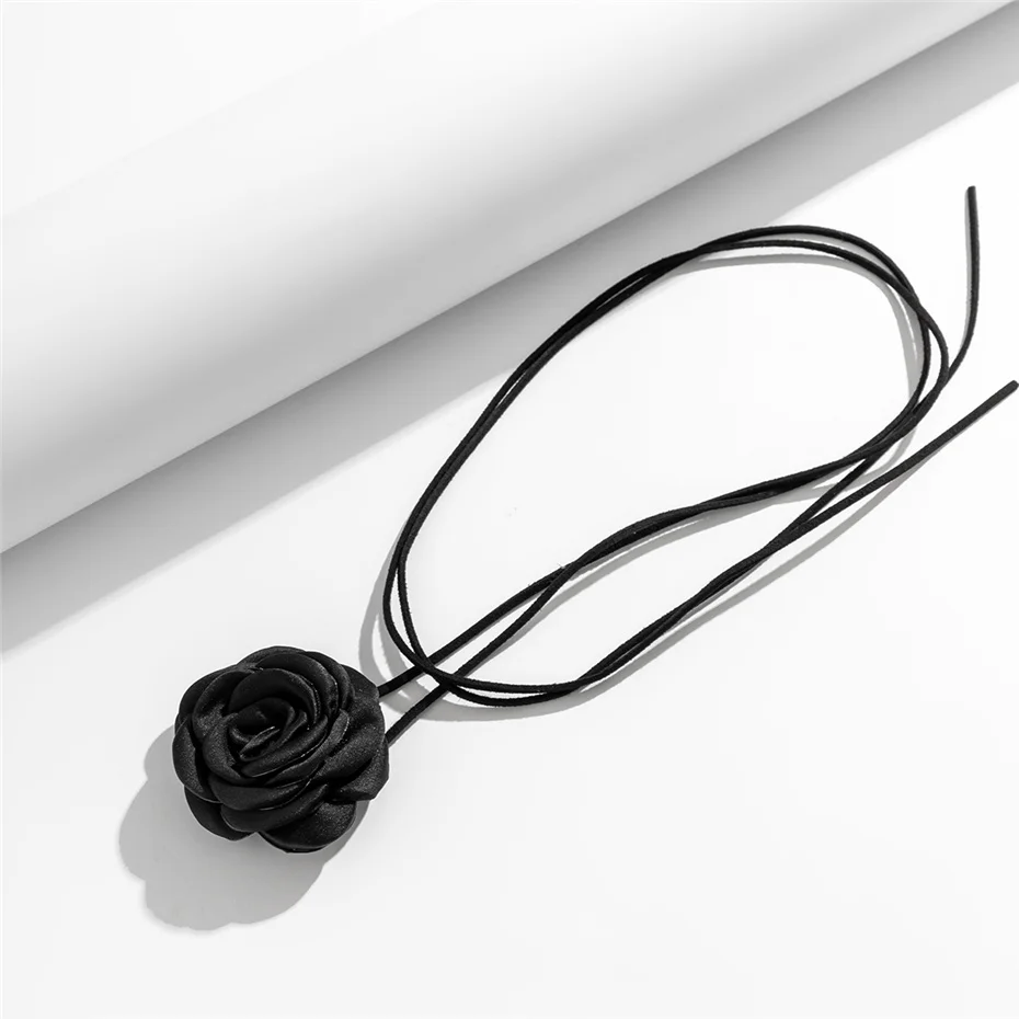 Romantische Gothic Große Rose Blume Schlüsselbein Kette Halskette für Frauen Damen Koreanische Mode Einstellbare Seil Halsband Y2K Zubehör – Detail 21