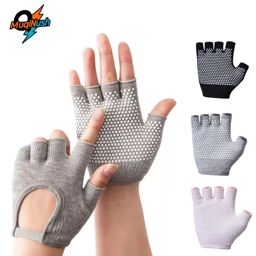 

MuqiNush Non-slip Sports Gloves,Breathable Fitness Yoga Pilates Half Finger Weightlifting Cycling Sweat-Wicking&Cushioned Palm