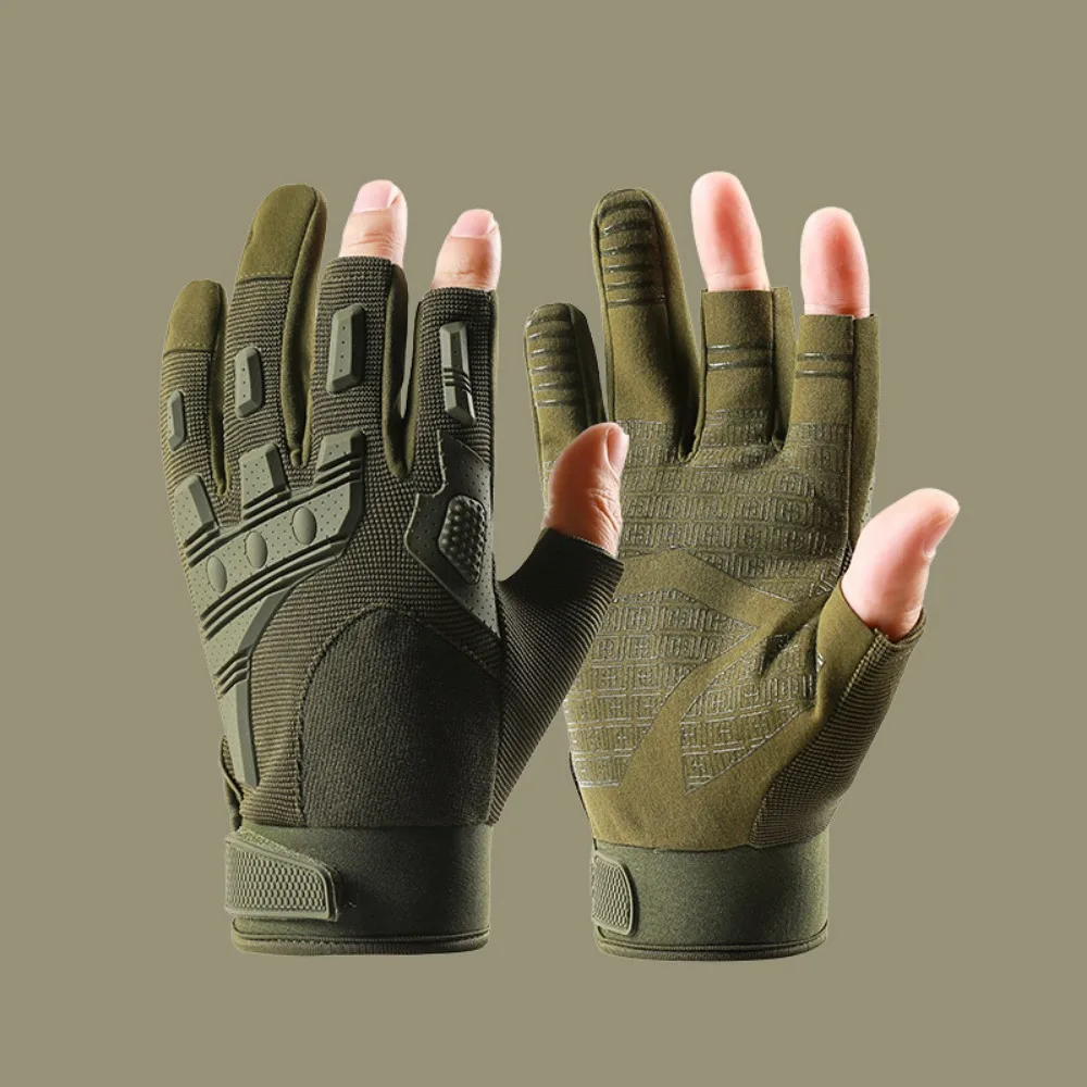 

Three Fingers Motorcycle Gloves Vintage Anti-Slip Racing Finger Mittens Wear-Resistant Fingerless Men'S Fingerless Gloves