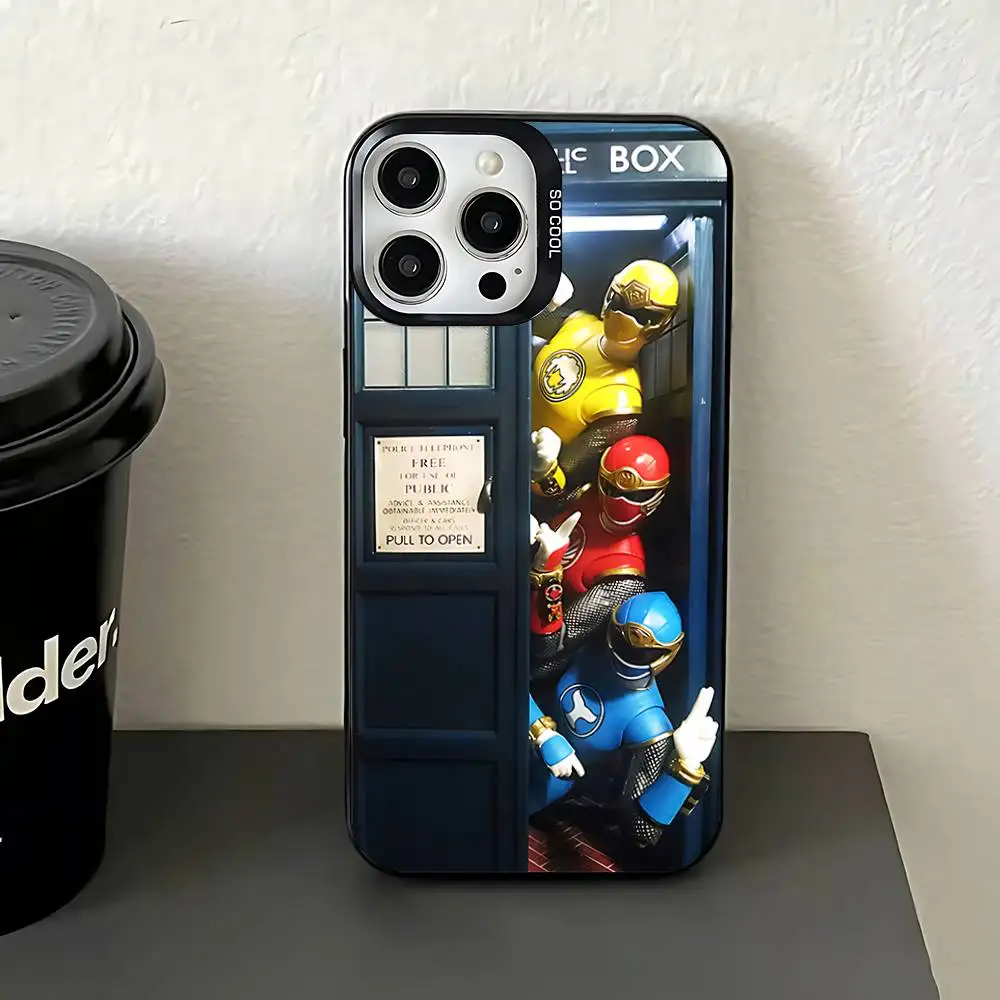 حافظة هاتف P-PowerS-COOL R-RangerS لهاتف iPhone 17,16,15,14,13,12,11,Pro,Max,Plus,E,Air,Mini Black Tpu