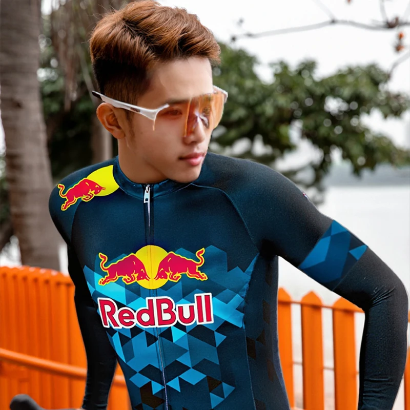 

Cycling Autumn Clothes RED BULL Maillot Cyclisme Jersey Men Set Summer Long Sleeve Man Men's Bib Shorts Distance Road Bike Suit