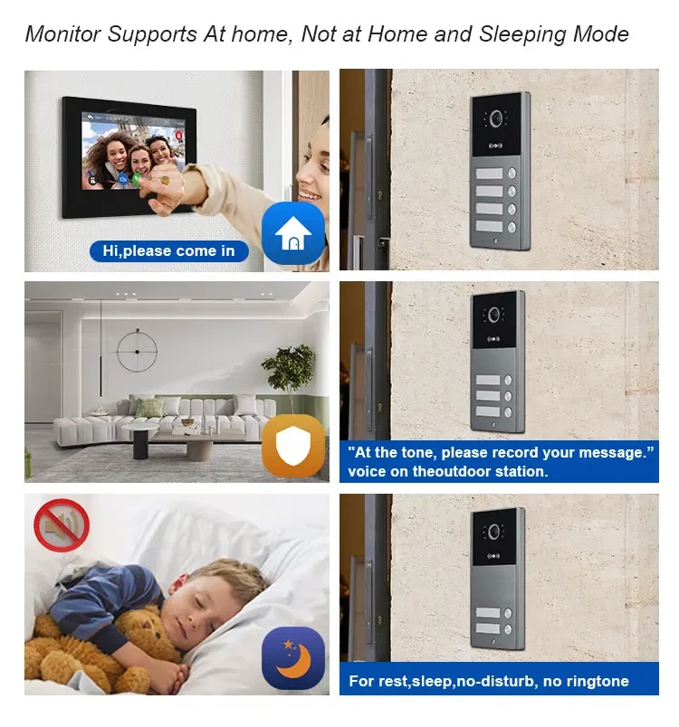 نظام هاتف باب فيديو ذكي 7 بوصة IPS يعمل باللمس 1080P HD كاميرا Tuya App التحكم عن بعد اتصال داخلي ثنائي الاتجاه لاسلكي خارجي #4