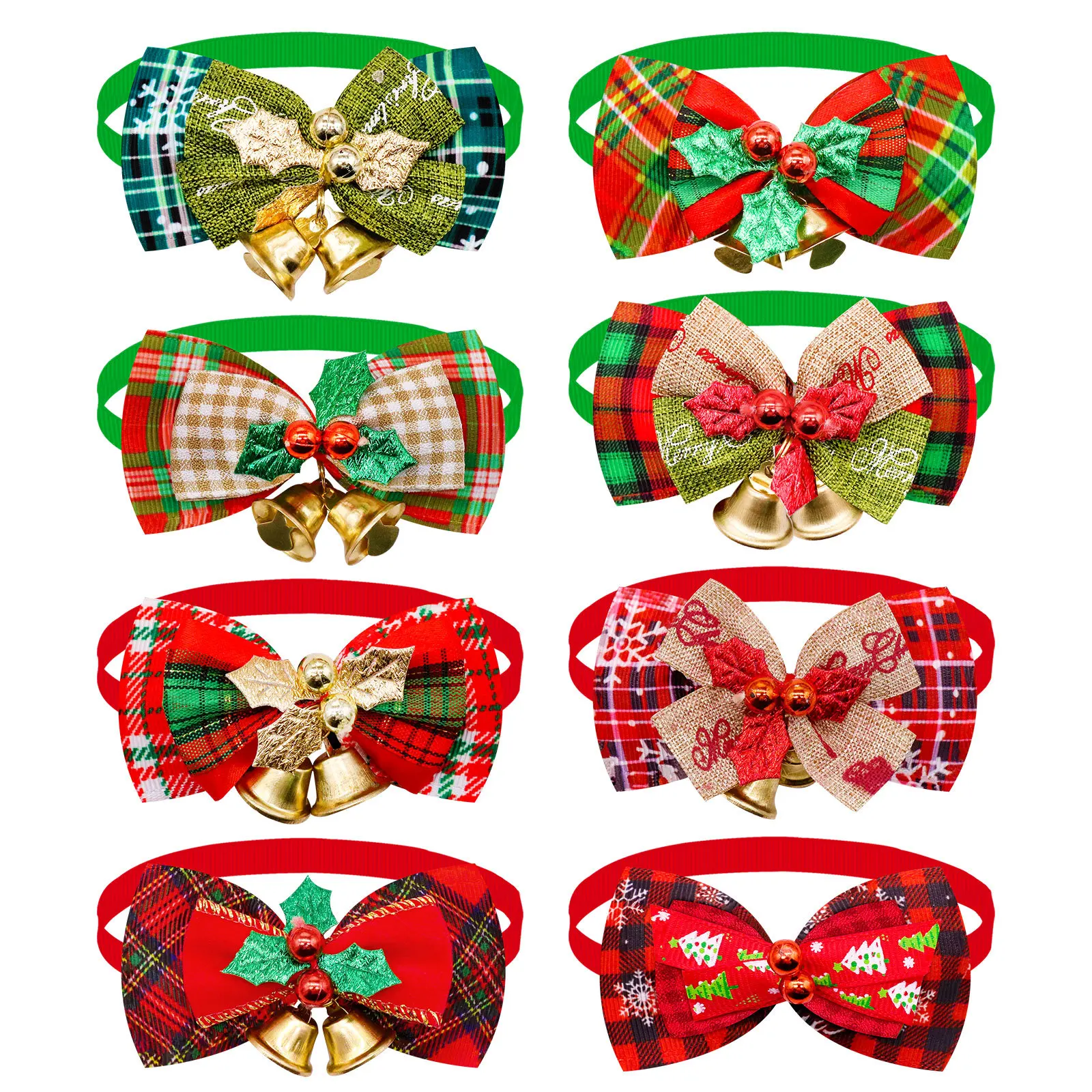 Plaid Dog Bowtie Christmas Style Cat Xmas Neckties for Small Dog Holiday Party Dog Accessories for Small Dogs