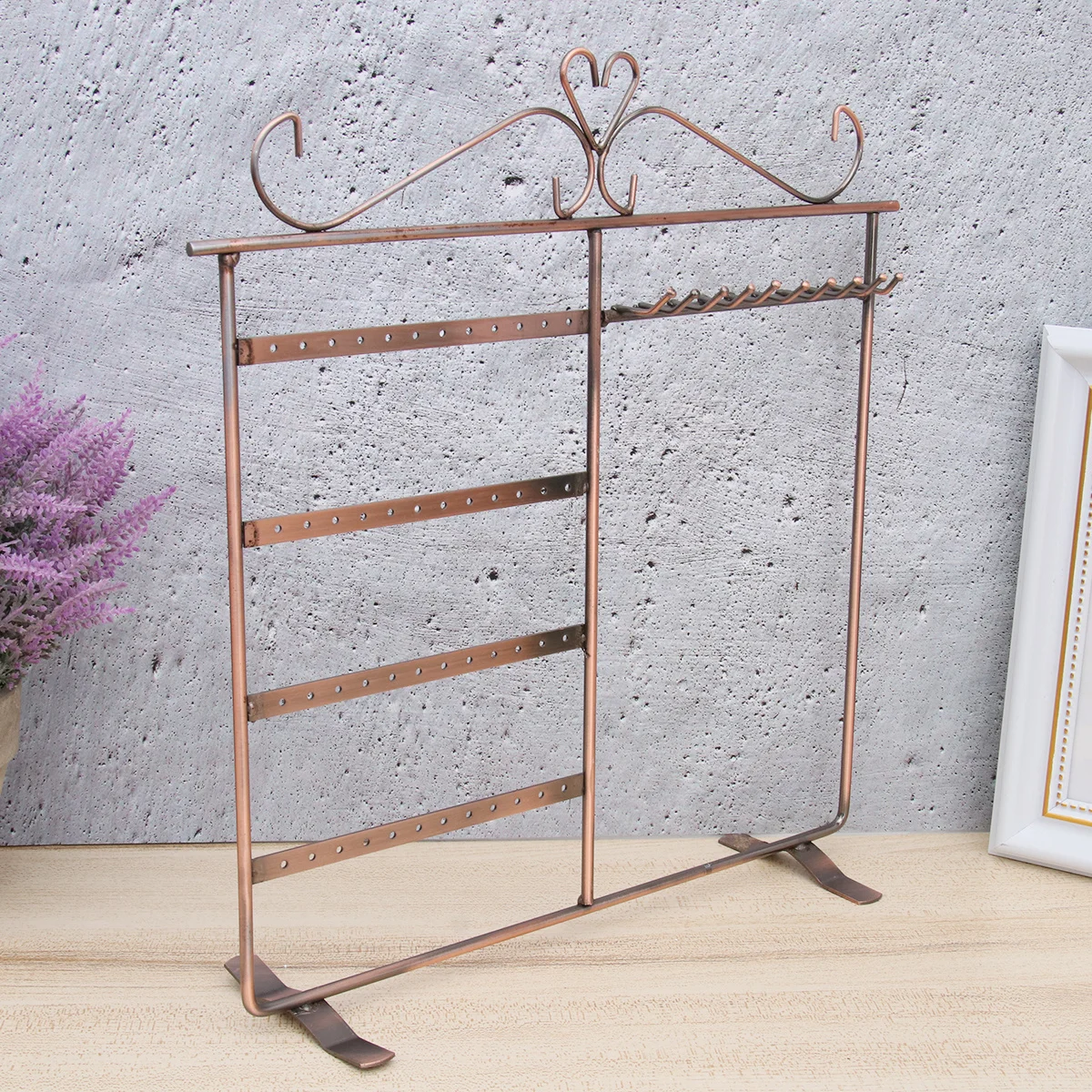 Iron Art Necklace Display Rack Bronze Stylish Jewelry Organizer for Home Shop Dresser Necklace Storage Stand Neck Chain Holder