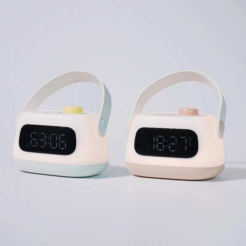 

Modern ABS Bedroom Bedside Nursing Student Dorm Portable Handle Multifunction Alarm Clock LED Night Light Lamp Decor Novelty New