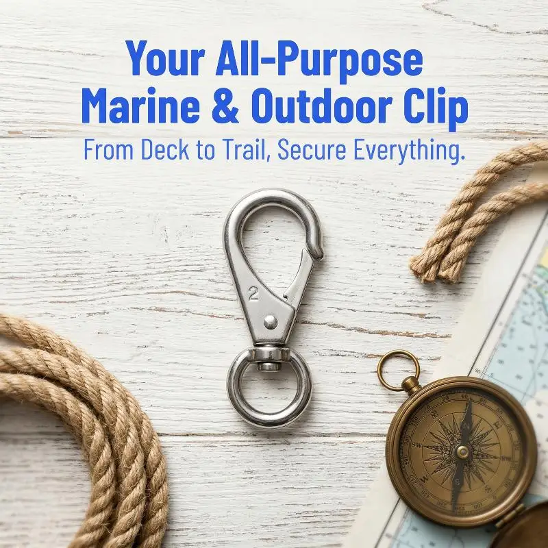 

304 Stainless Steel Rigid Snap Hook Spring Carabiner Clip Fixed Eye for Sailing Key Chain Gear