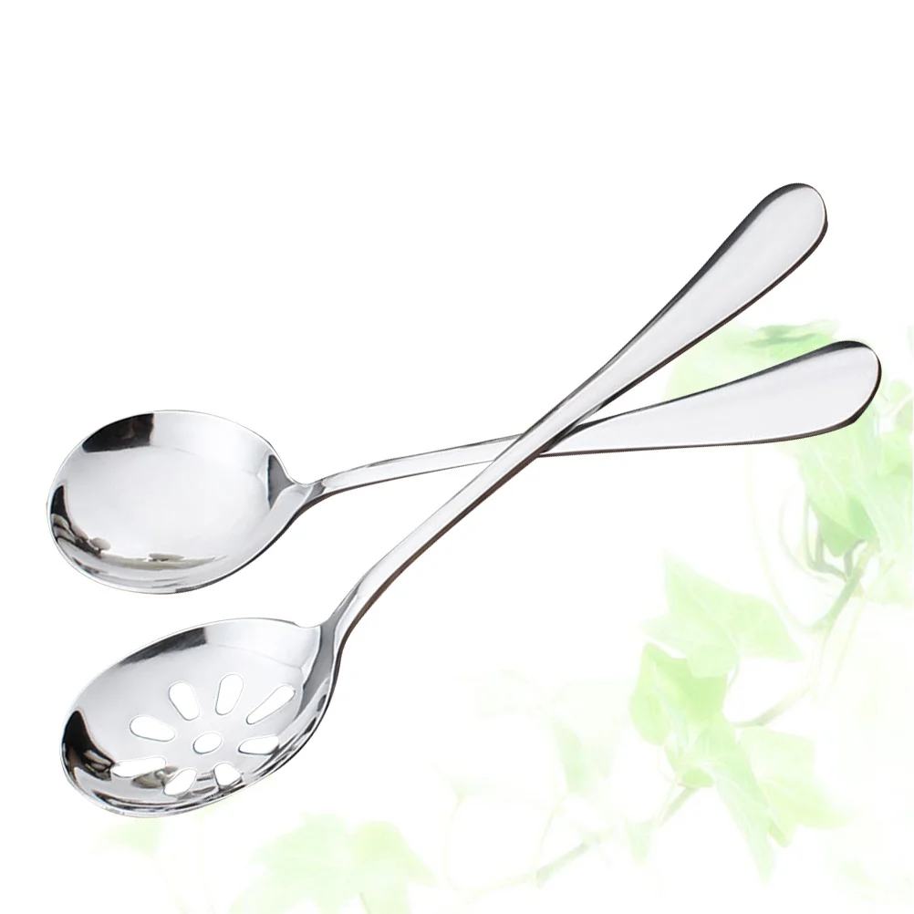 

4Pcs Stainless Steel Spoon Set Small Soup and Slotted for Western Food Serving Basting Skimming Stirring Cooking Kitchen Tools