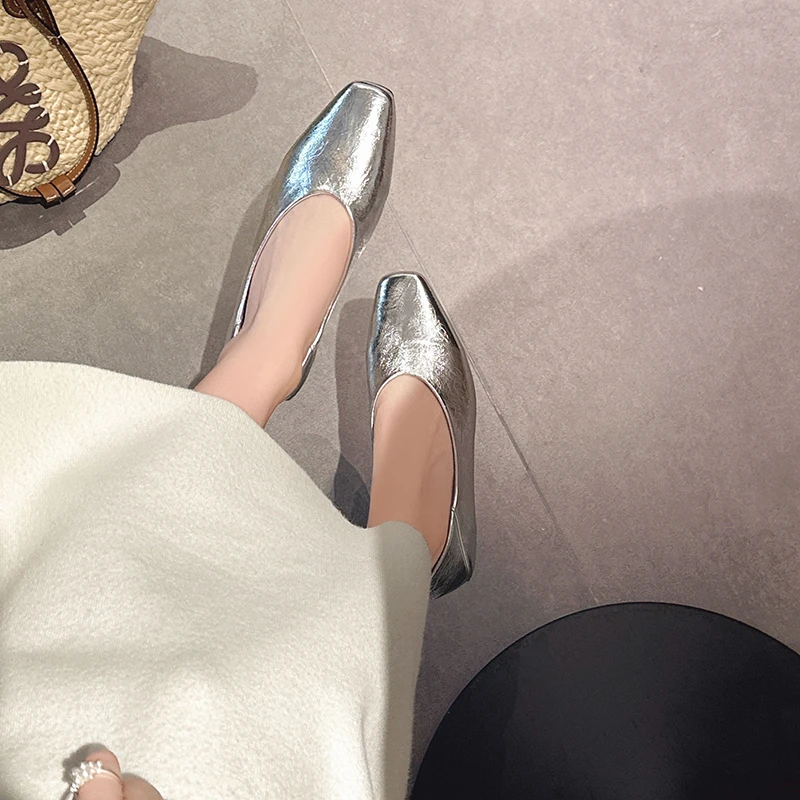รองเท้าบัลเล่ต์สตรีหัวเหลี่ยม - Leather Work Flats Women บทวิจารณ์และราคา
