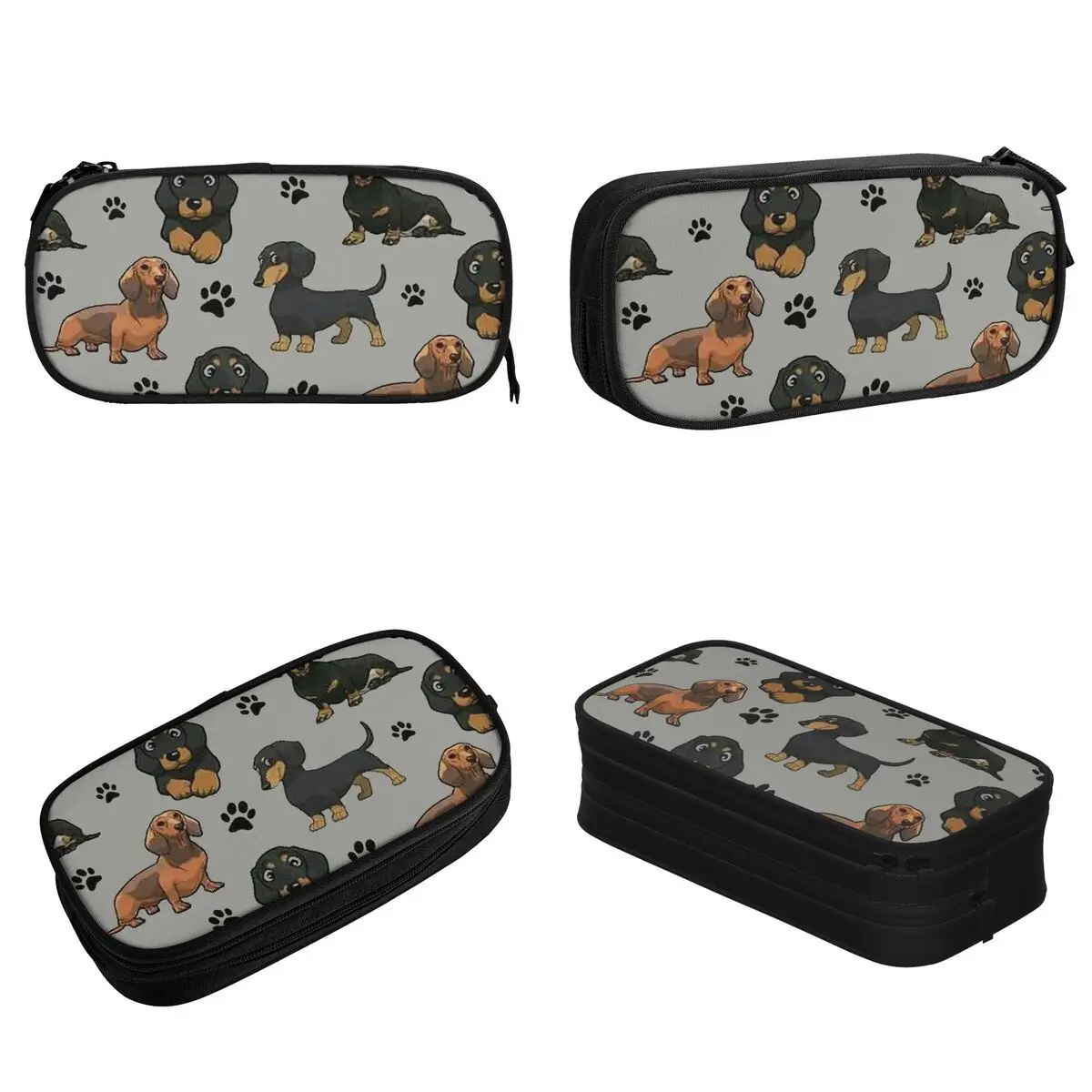 Dachshund Dog Cartoon Pencil Case Creative Wiener Sausage Pen Box Bag Girl Boy Big Capacity Students School Zipper Pencilcases