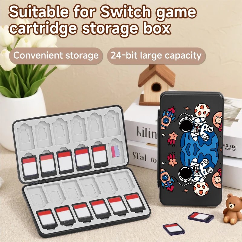 

Совместим с чехлами для игровых карт Switch/OLED/Lite, этим футляром для хранения имеет 24 слотами для игровых карт и 24 слотами для карт Micro SD.
