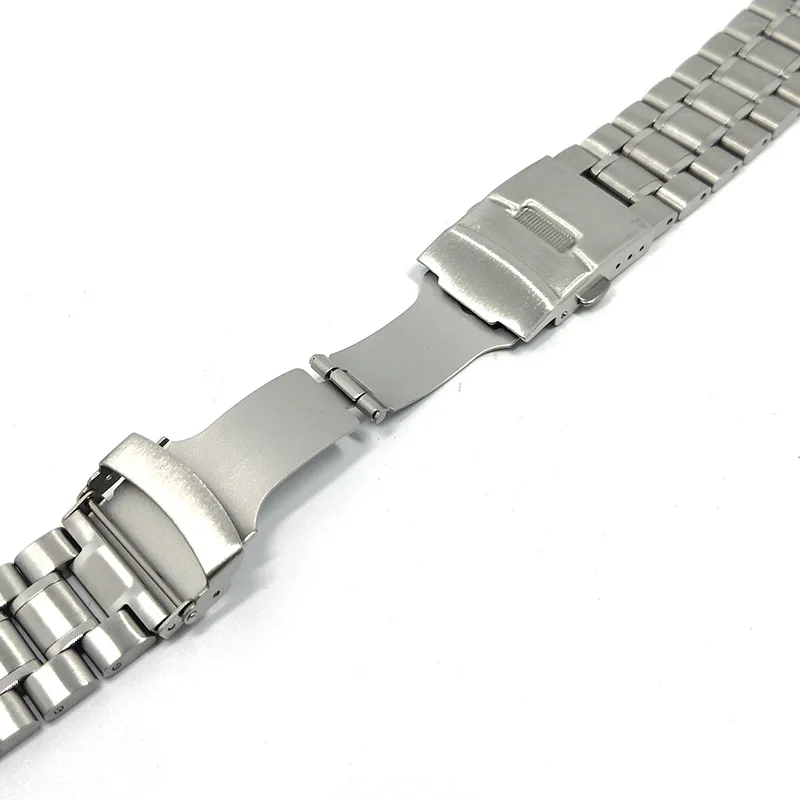 Solid Stainless Steel Strap 18mm 20mm 22mm 24mm Folding Buckle Curved End Men Women 5 Pointer Metal Watch Band Accessories