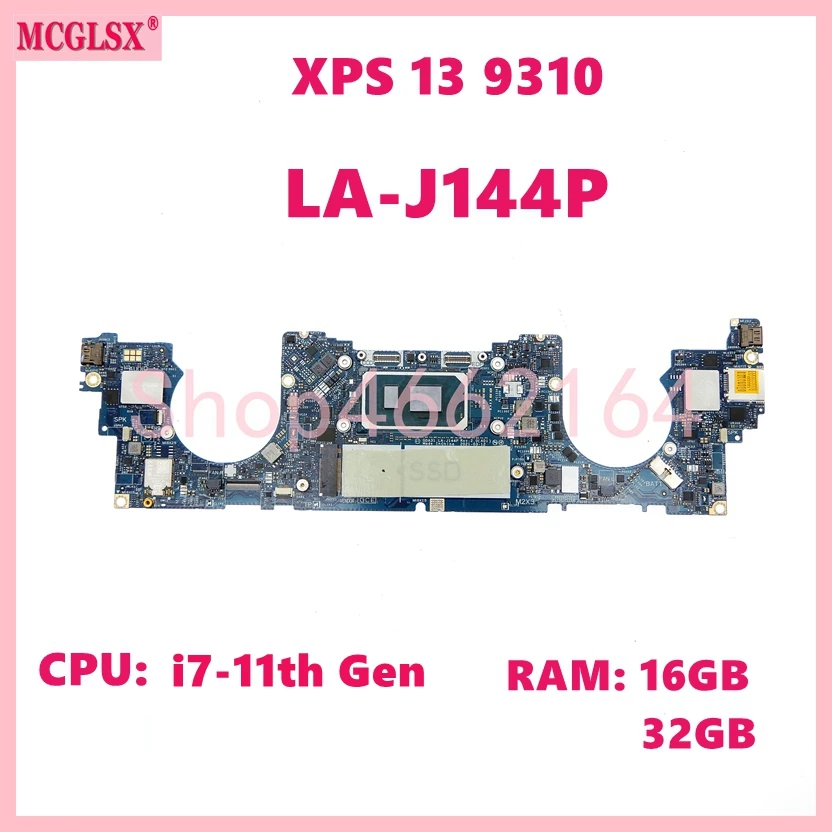 

LA-J144P With i7-11th Gen CPU 16G / 32G RAM Laptop Motherboard For Dell XPS 13 9310 Mainboard CN 07P9Y7 0CDKXN 0TPHC1