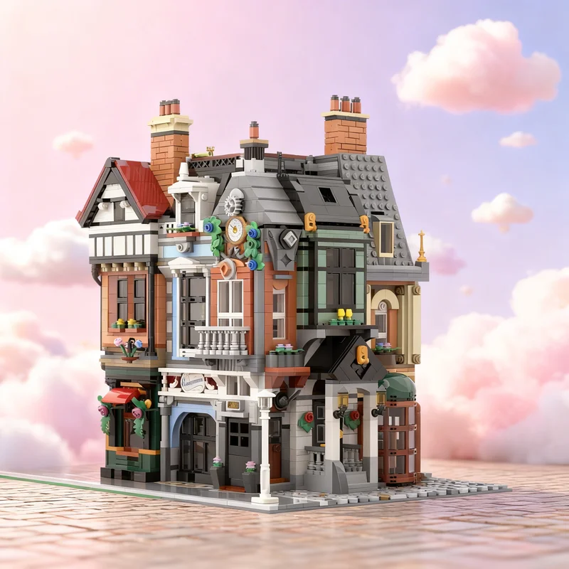 

4709 деталей MOC: Модульная модель уличной сцены «Уголок Бейкер-стрит», строительные блоки, креативный подарок, коллекционный декор, премиум-класс для детей