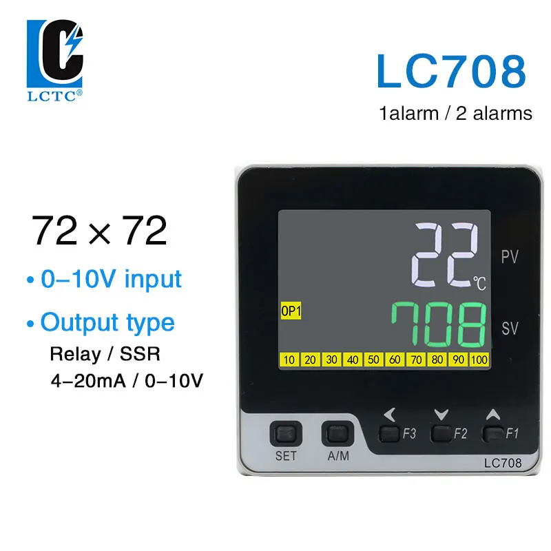 LCTC PID Контроллер температуры 0-10 В Вход 72*72 мм Реле SSR 4-20 мА 0-10 В Выходной PID-регулятор с ЖК-дисплеем протокола RS485 Modbus