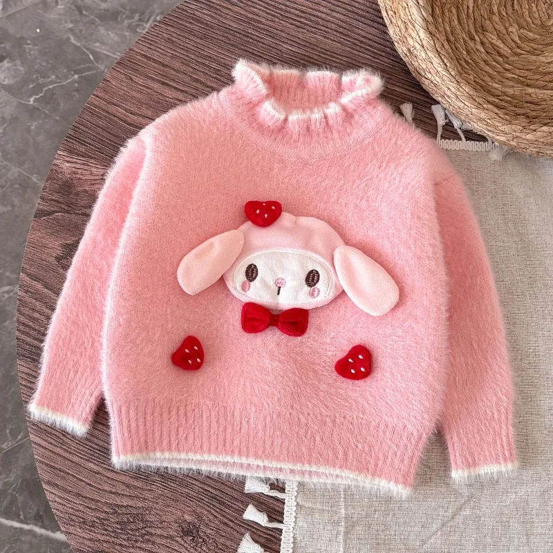 Girly Heart Kawaii MINISO My Melody Fashion Cappotto a maniche lunghe Maglione Bambini carini Maglieria addensata Regali di stoffa per ragazze