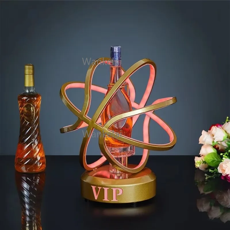 Custom VIP Led Bottle Glorifier Spheric Presenter Golden Vodka Champagne Vip Bottle Service Barware Supplier For NightClub