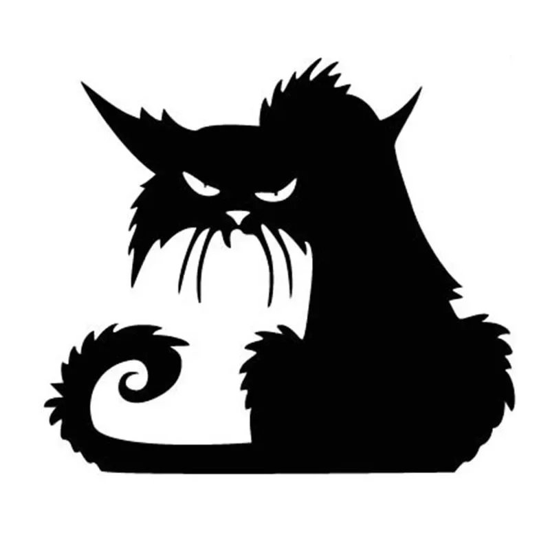 Black/Silver Halloween Terror Cat Window Stickers Funny Creative Cartoon Car Sticker 14.6*12.9CM