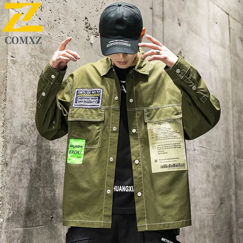 

COMXZ модная куртка 2025 с отложным воротником, ветрозащитная куртка для путешествий на открытом воздухе, кемпинга, осенняя модная продвинутая мужская одежда