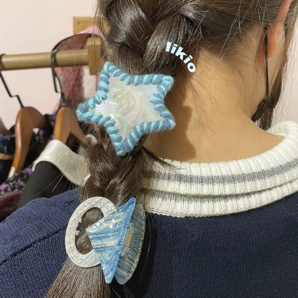 Laides' Haarspange, koreanische Haarspange mit Polka Dots, Stern, Kawaii, süßes, cooles Garn, bunte Kopfbedeckung, Haarspange, hochwertiges Haar-Accessoire für Mädchen