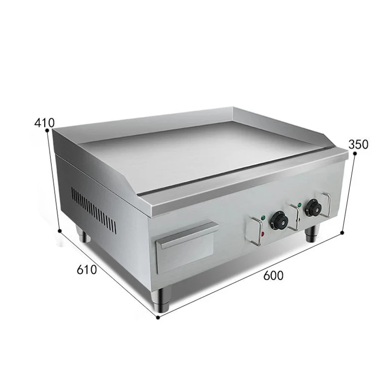 Commercial Stainless Steel Iron Plate Grill 1Electric Griddle Hand-Pulled Cake Griddle Cooker fo Frying Grilling Semi-Automatic