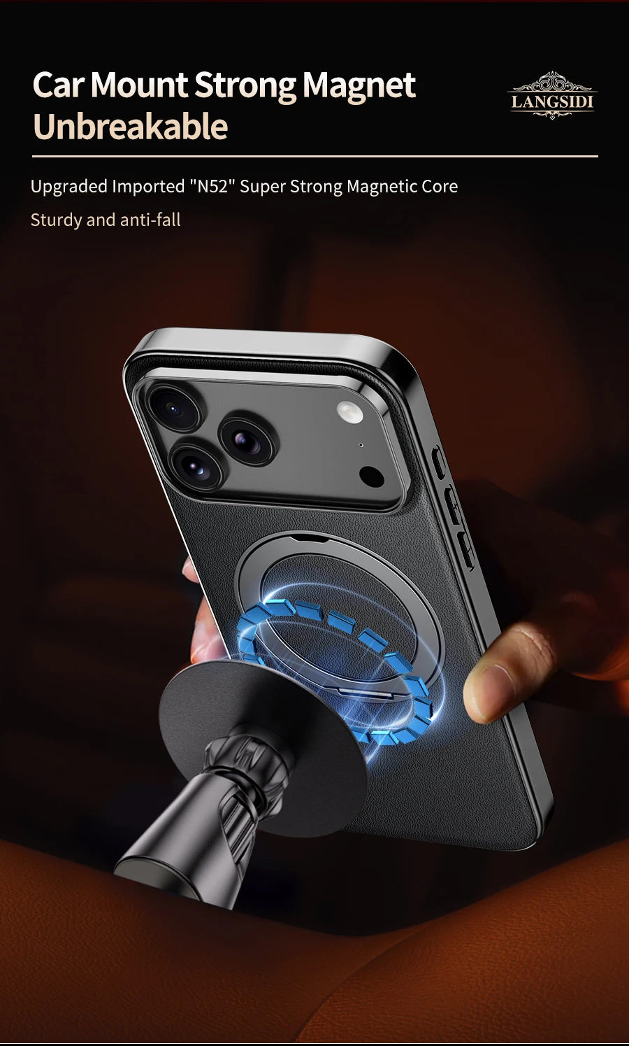 Magnetic Leather for Magsafe Case for iPhone 18 17 Pro Max Air 17Pro 18Pro Ring Luxury Lens Protection Holder Phone Back Cover