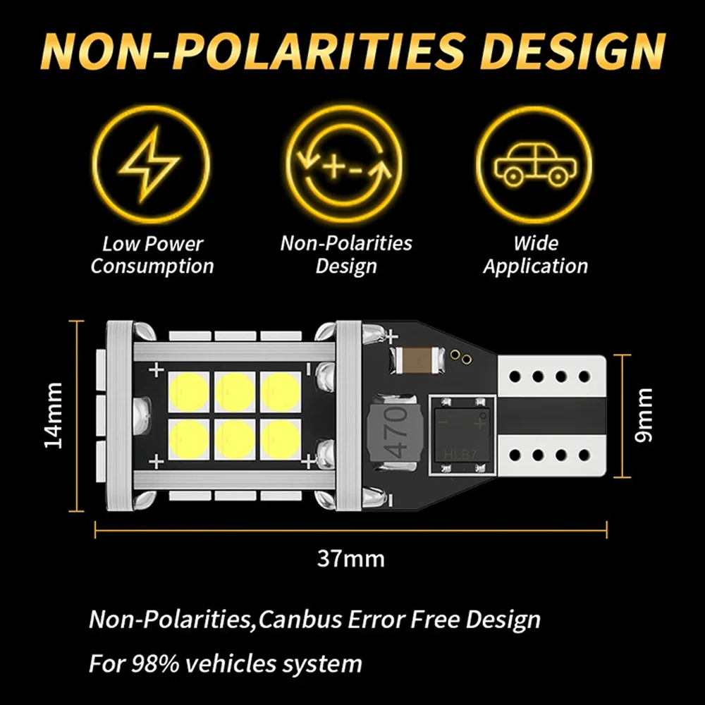 2/4/8 PCS T15 W16W LED Signal Bulb Canbus Error Free 12V/24V 7000K White High Power 3030 24SMD Car Backup Reverse Parking Lamps