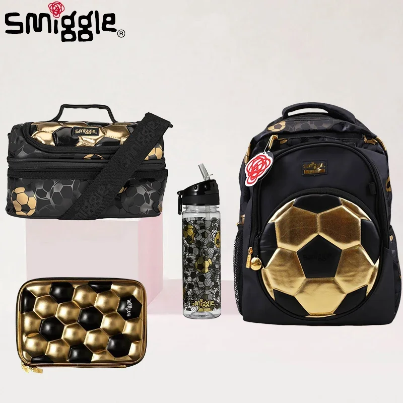 Smiggle Gold Football 18th Anniversary Children'S Students School Bag Lunch Bag Pencil Box Water Cup Anime Backpack Gift