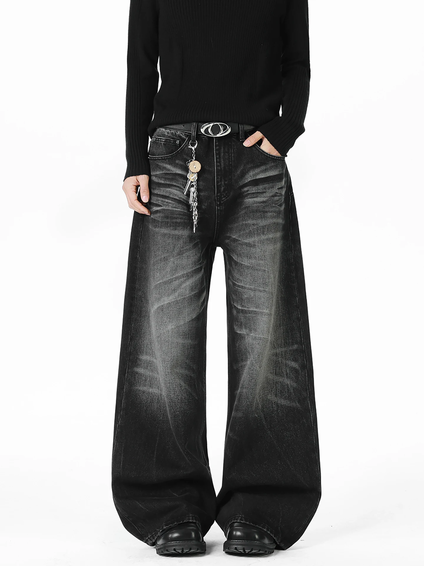 

Джинсы Boyue в американском ретро-стиле, широкие, свободные, унисекс, с дизайнерским акцентом, крутые длинные брюки, модные повседневные штаны