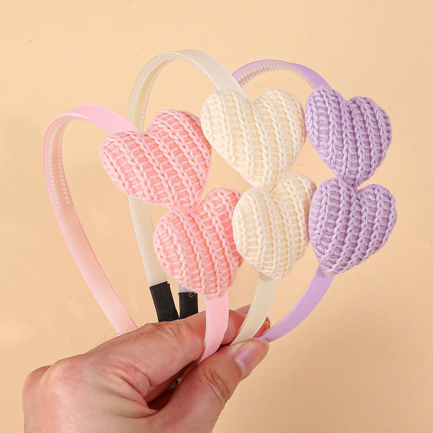 6pcs Cute Heart Headbands for Girls Fabric Heart Headbands Kids Children Plastic Teeth Hairbands Girls Party Hair Accessories view 4