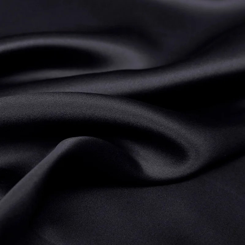 Black Blue White Silk Crepe Fabric for Dressmaking Cheongsam Suit Pants 140CM Wide 21MM Thick Solid Color Heavy Silk Fabric R062