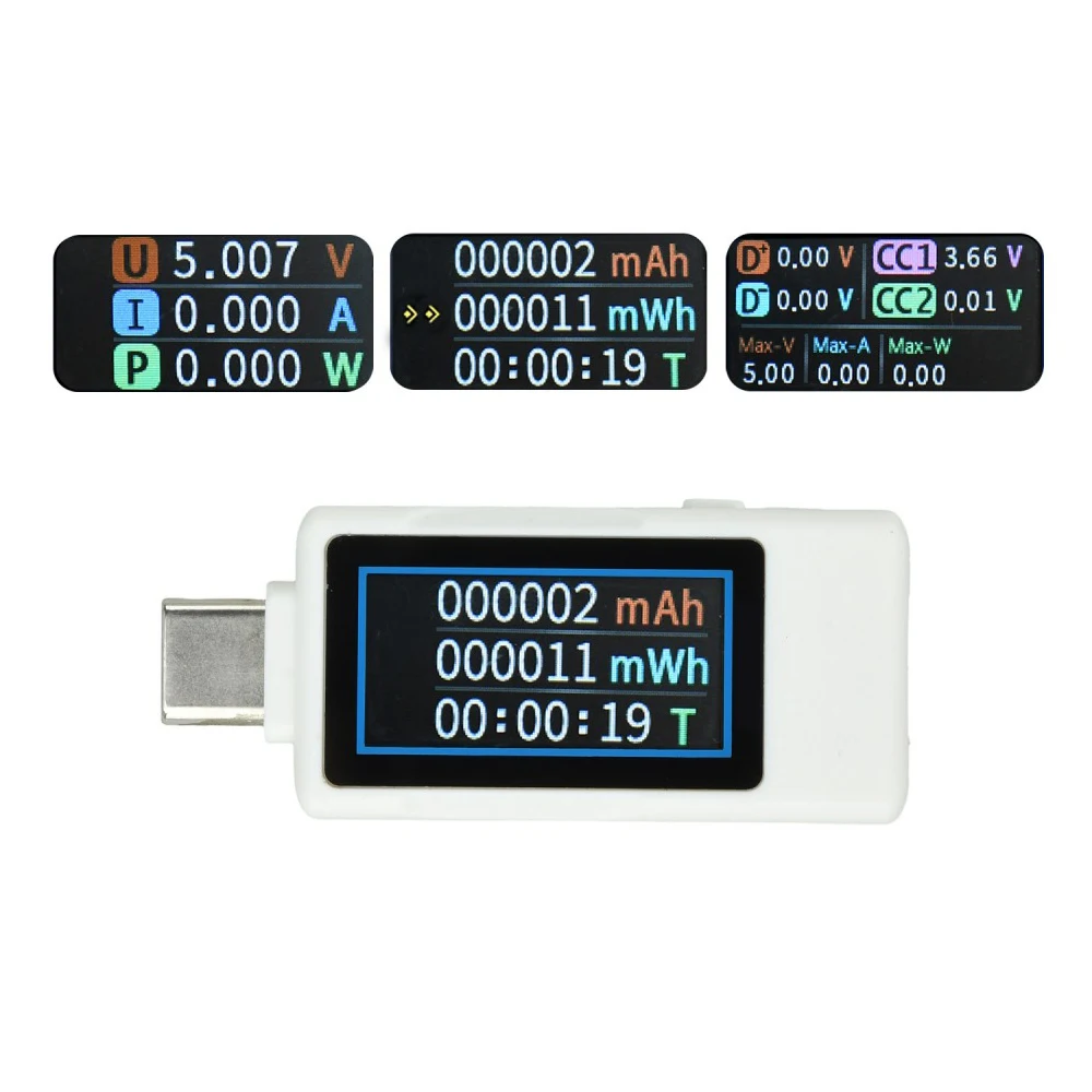 Current Power Meter 4‑30V TFT Digital DC Charging Tester Type‑C Voltage Capacity Energy Timer Bidirectional Current Measurement