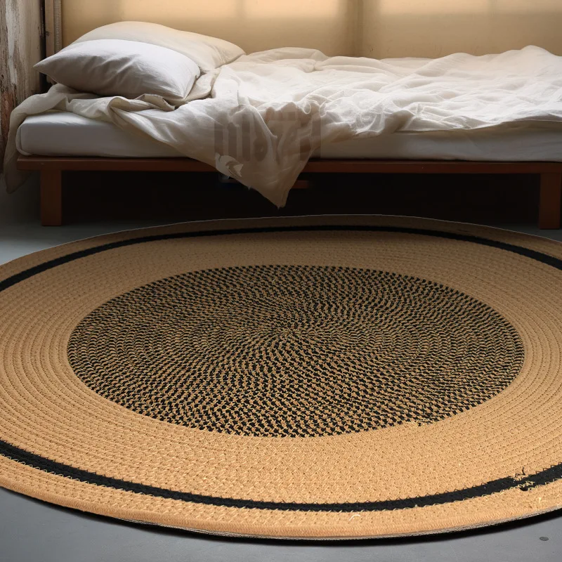 Hand-woven Cotton Rope Rug, Living Room, Coffee Table, Round Floor Mat, Home Bedroom, Bedside Blanket, Decorative Mat