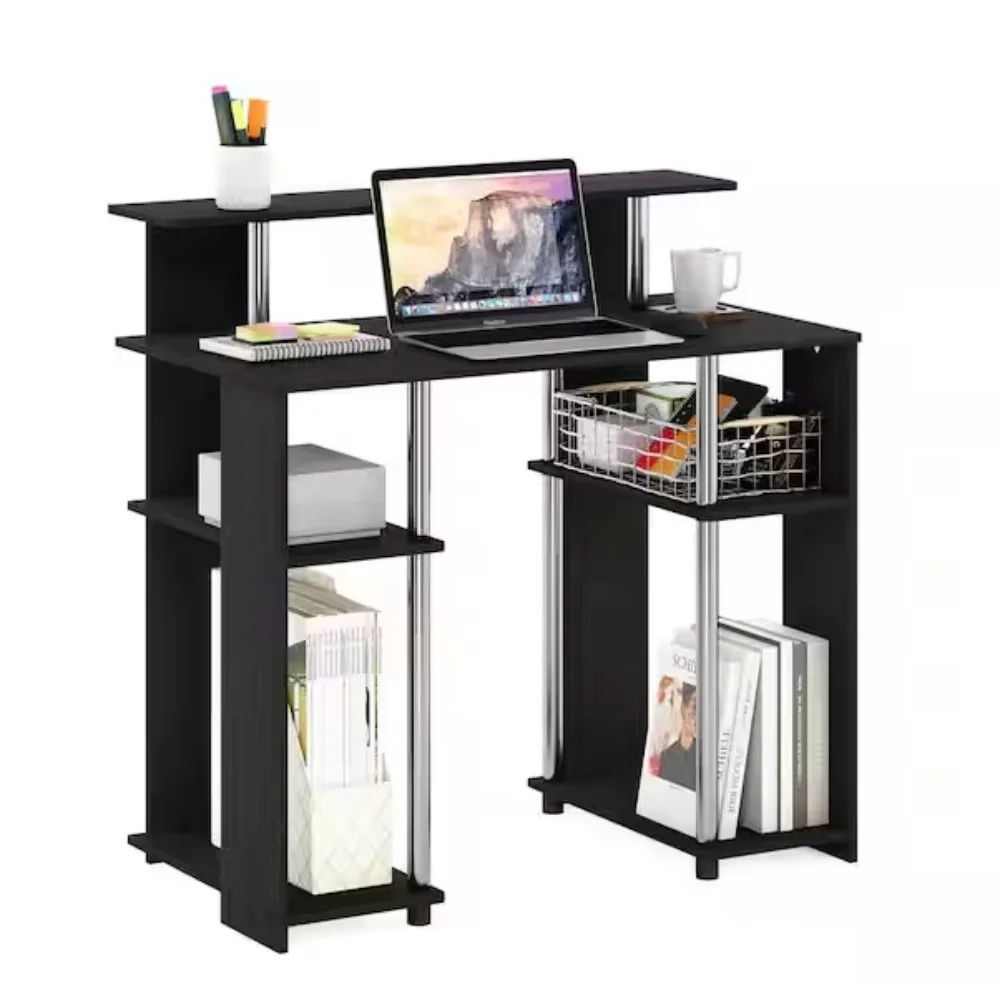 

36 in. Rectangular Oak Gary Computer Desk with Shelves; It is great for apartments and dorms where space is limited