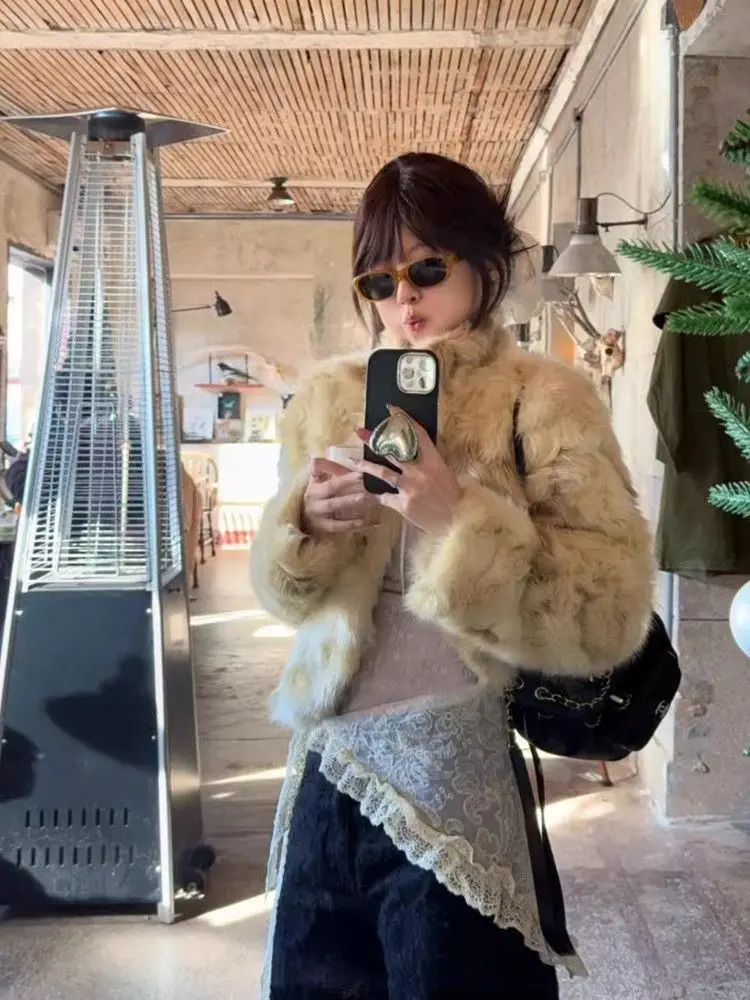 

Faux Fur White Coat Coats Womens Demi-Season Multi-Buttons Horn Bodywarmer Turn-Down Gym Double-Button Silky Hollowed Collarless